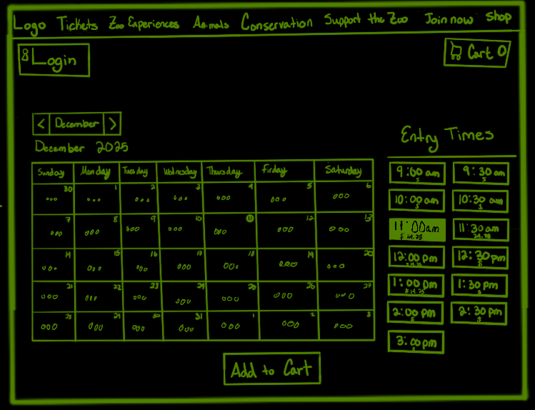 Low-fidelity calendar view