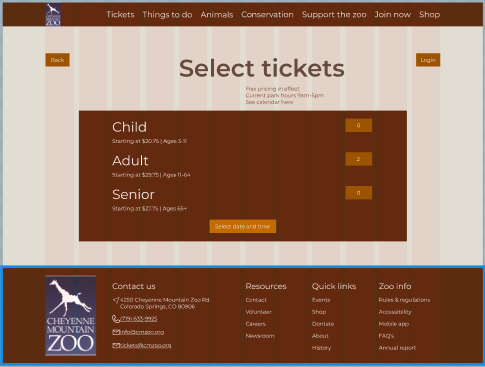 High-fidelity tickets page