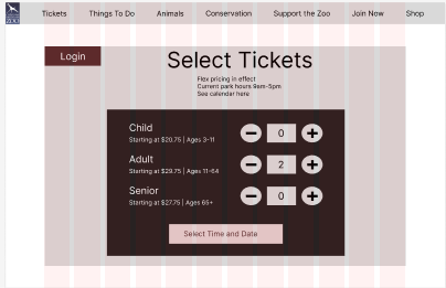 Mid-fidelity date and time wireframe