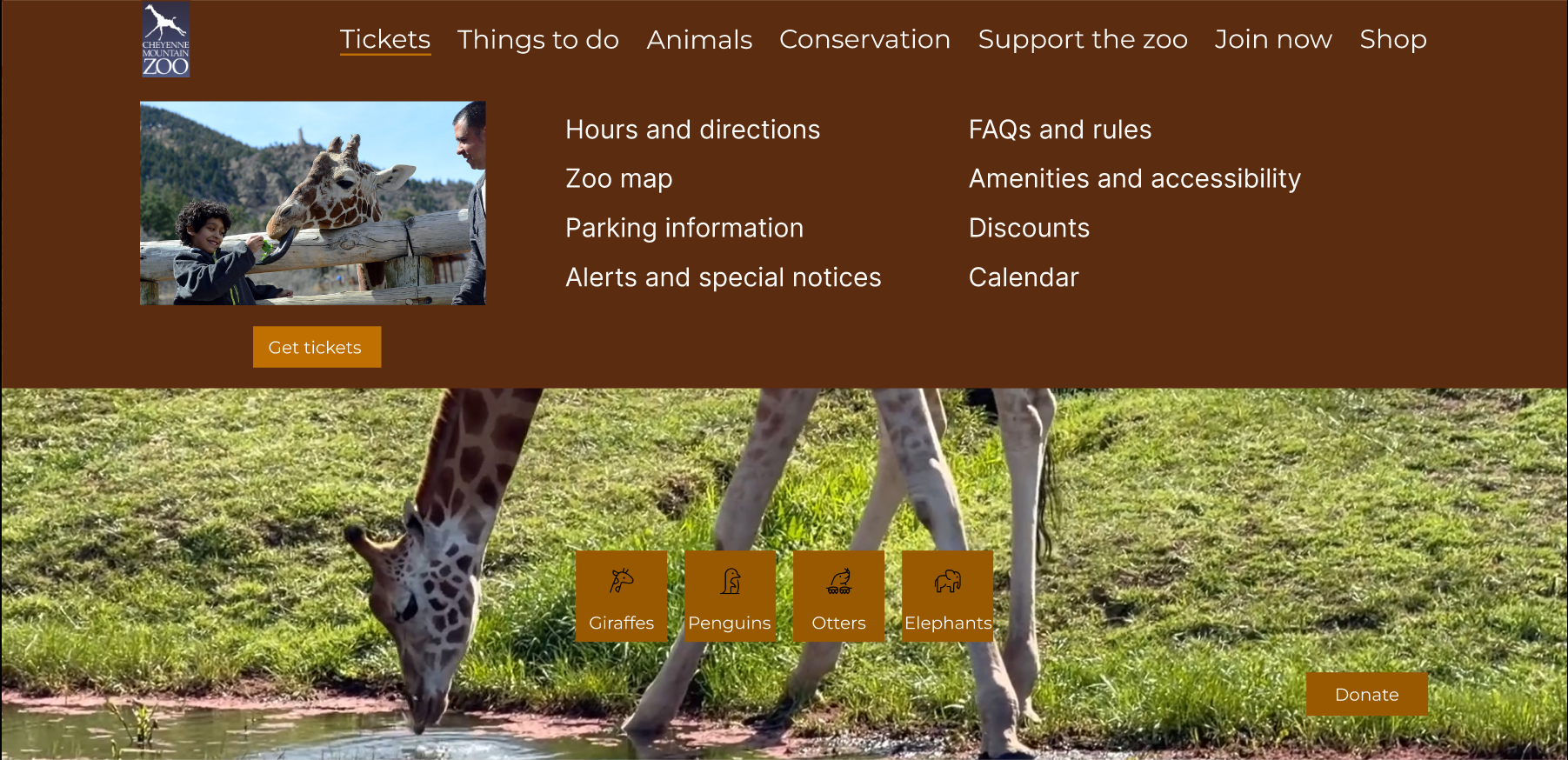 Updated navigation bar including direct Get Tickets button