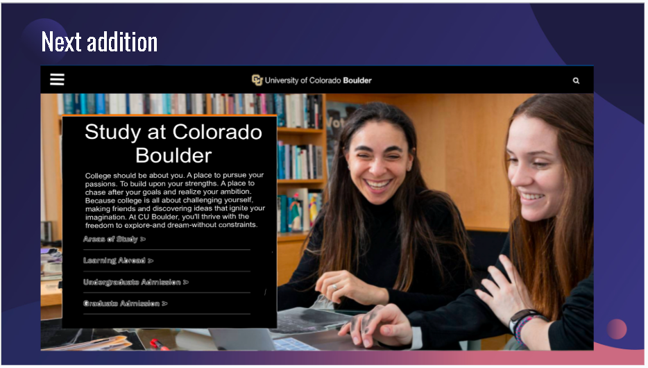 Example of improved information structure for degree page content