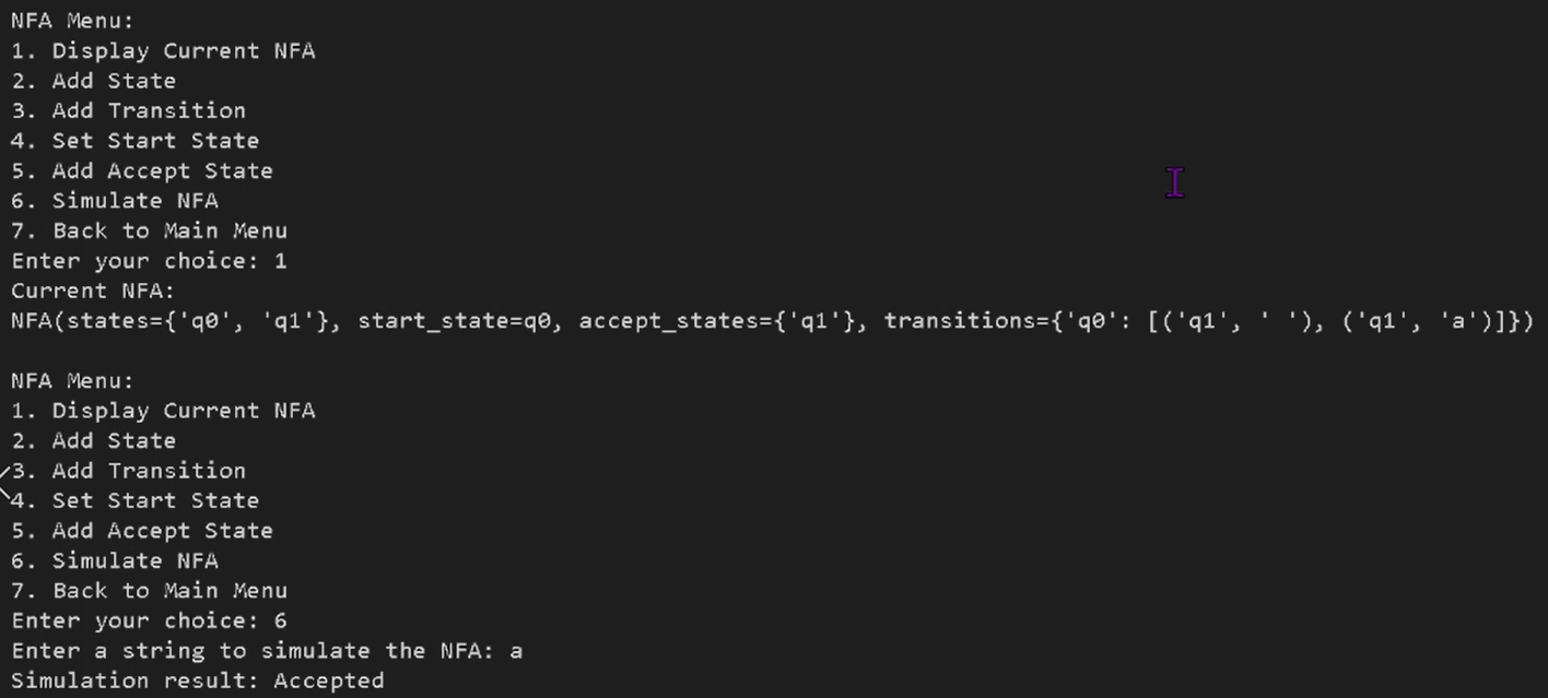 AST output example for a regular expression