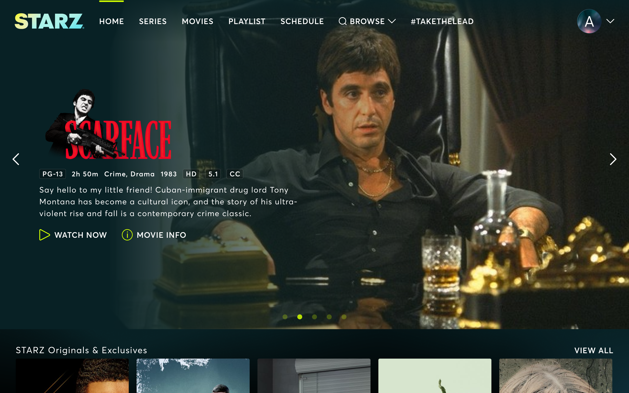 Carousel context example showing title art placement