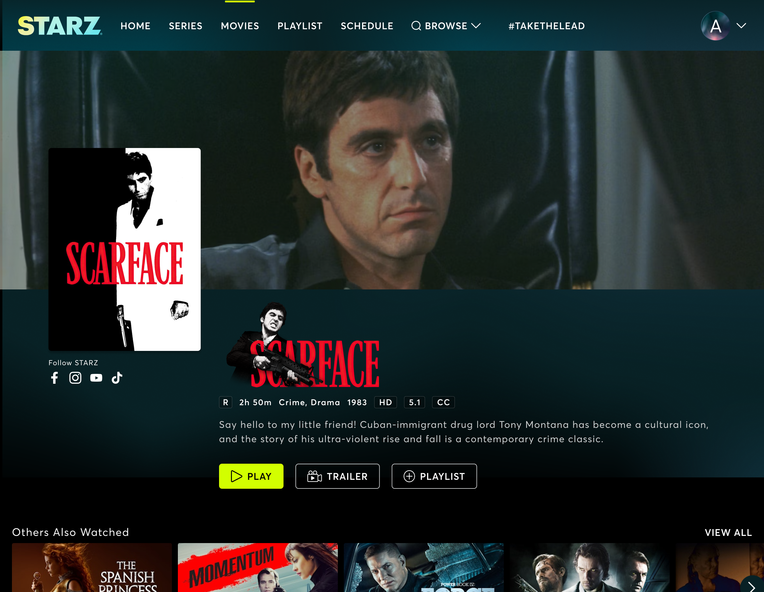 Asset detail page example showing title art placement